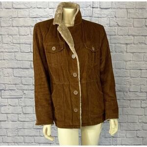 Vintage Y2K Esprit Corduroy barn Jacket with faux fur quilted lining size Large